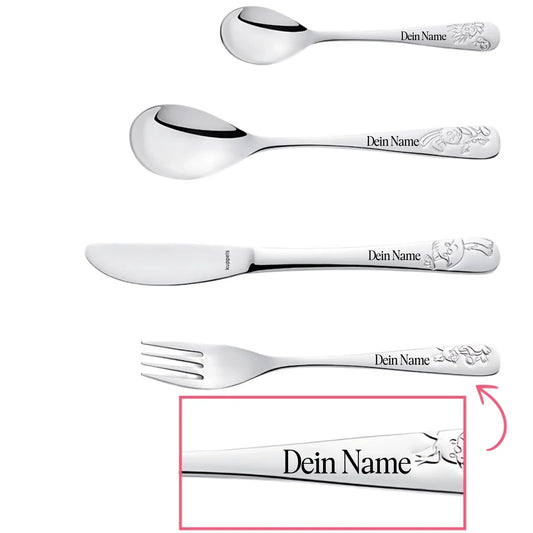 Kinderbesteck mit eigenem Namen und Gravur – Geschenk zur Geburt oder Taufe