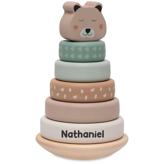 Personalisierbarer Jollein Holzstapelturm Jungle Jambo – Spielzeug ab 18 Monaten