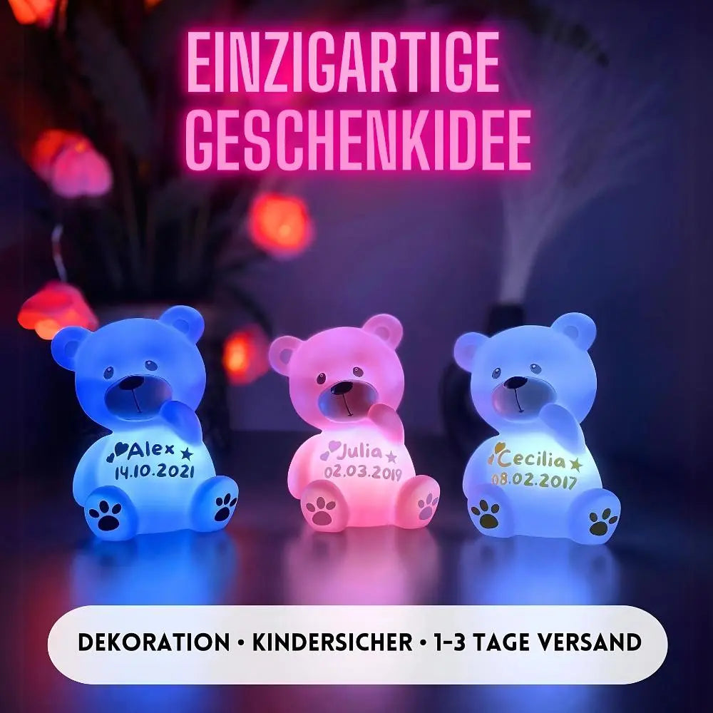 Personalisiertes Teddy Nachtlicht mit Name – ideales Taufgeschenk für Jungen