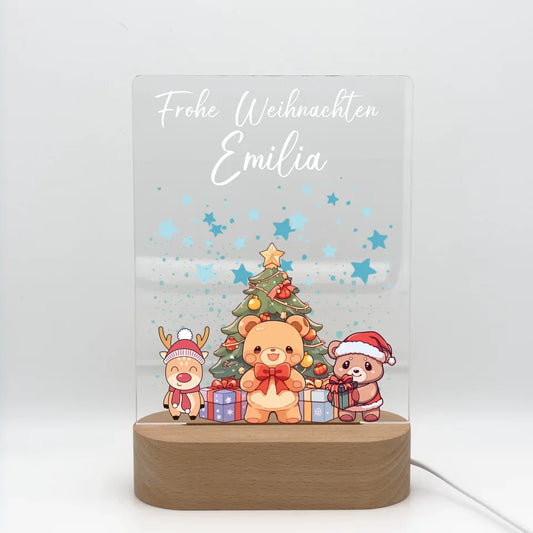 Personalisierbares Nachtlicht aus Acrylglas für Kinder – Rechteckige Form mit individuellem Namen, perfekte Geschenkidee zur Geburt, Taufe oder Geburtstag, ideal für gemütliche Kinderzimmerbeleuchtung.