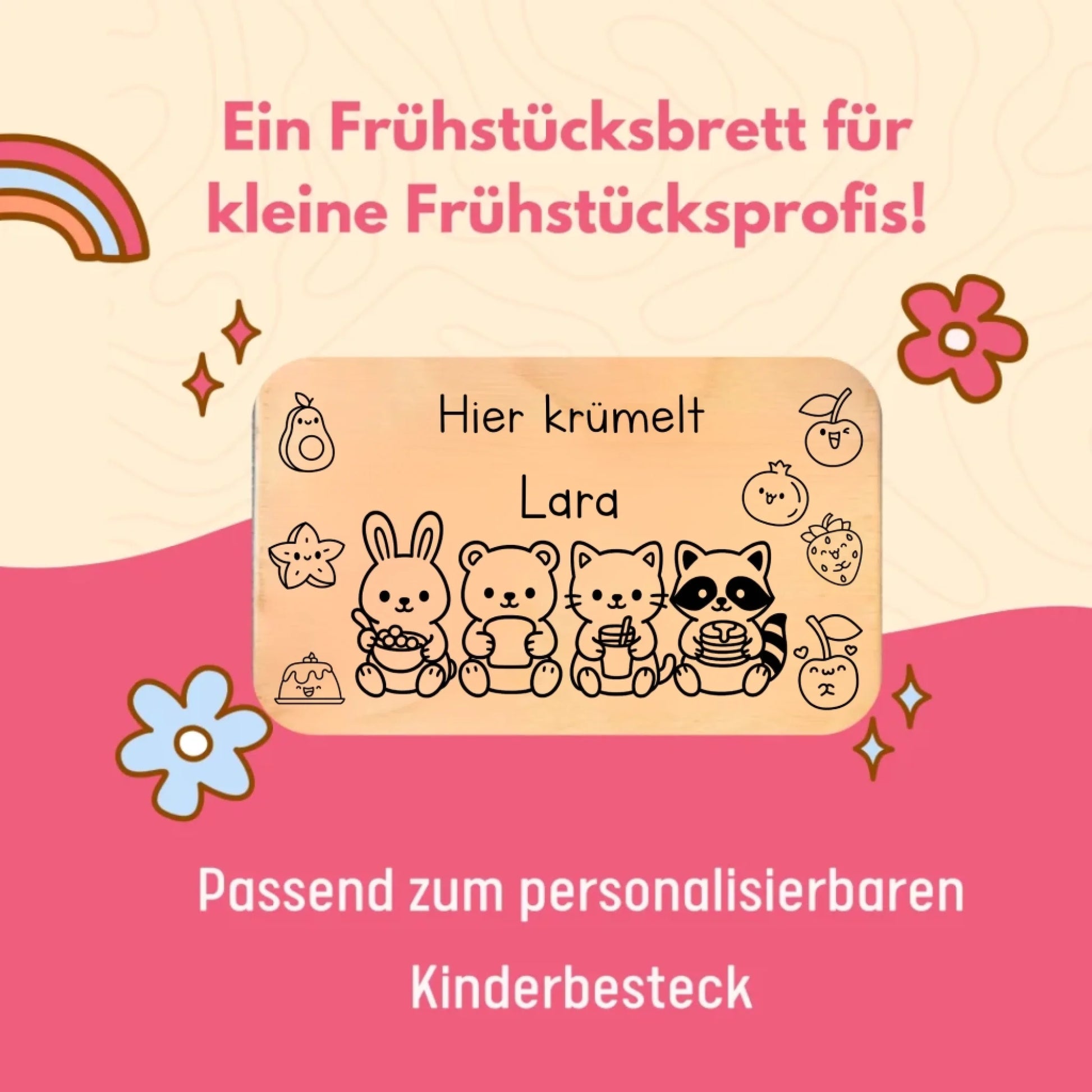 Frühstücksbrettchen personalisiert mit Name – Geschenkidee für Kinder zum Frühstück