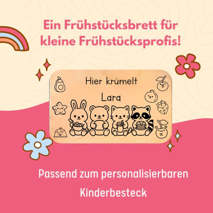 Frühstücksbrettchen personalisiert mit Name – Geschenkidee für Kinder zum Frühstück