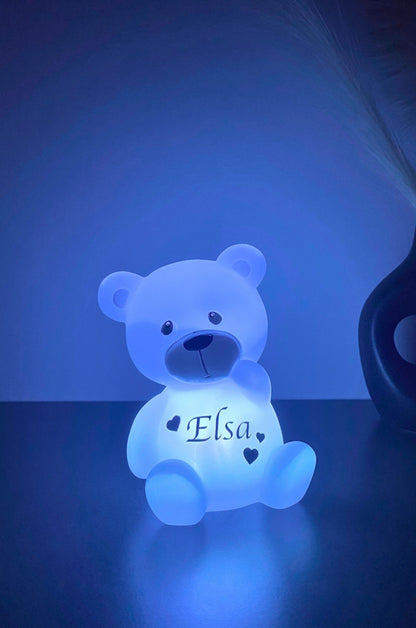 Augenfreundliches, batteriebetriebenes LED-Nachtlicht in Form eines Teddybären – personalisierbare Nachtlampe mit sanftem Licht, ideal als Geschenk für Kinder, Taufgeschenk oder Geburtstagsgeschenk