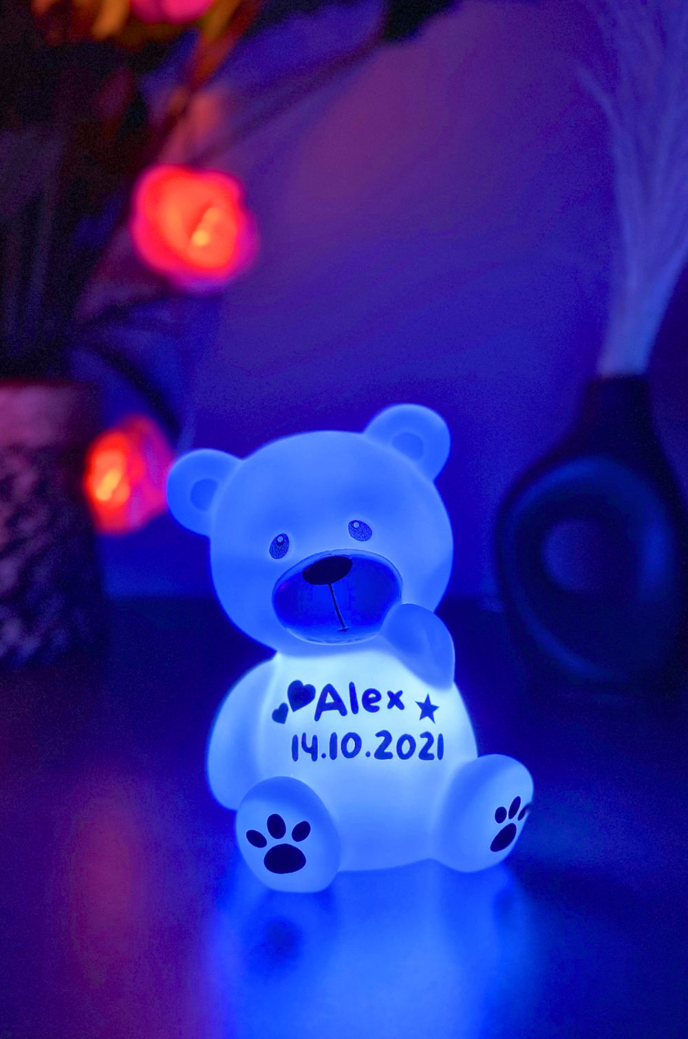 nachtlicht batterie betrieben teddylicht nachtlampe nachtleuchte led licht lampe personalisiert geschenkidee für kinder taufgeschenk geburtstagsgeschenk kinder geschenke