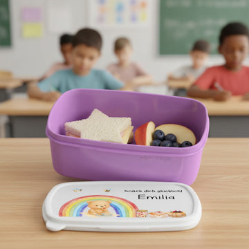 Personalisierte Brotdose Midi Für Kinder – Rosa Mit Schmetterling & Namen – BPA-frei, Robust, Ideal Für Schule & Kindergarten – Geschenk Zur Einschulung