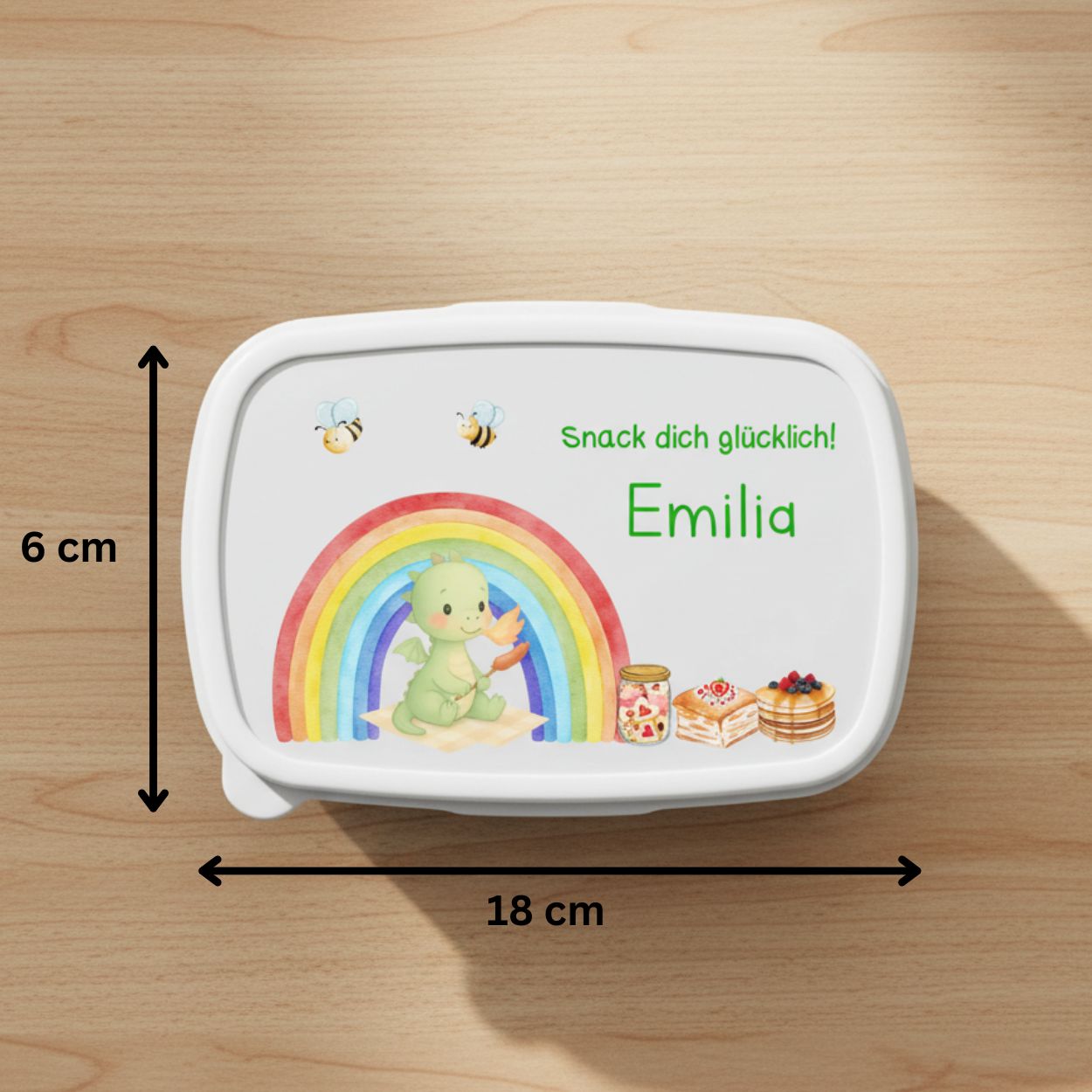 Brotdose für Kinder aus BPA-freiem Kunststoff mit Namensdruck