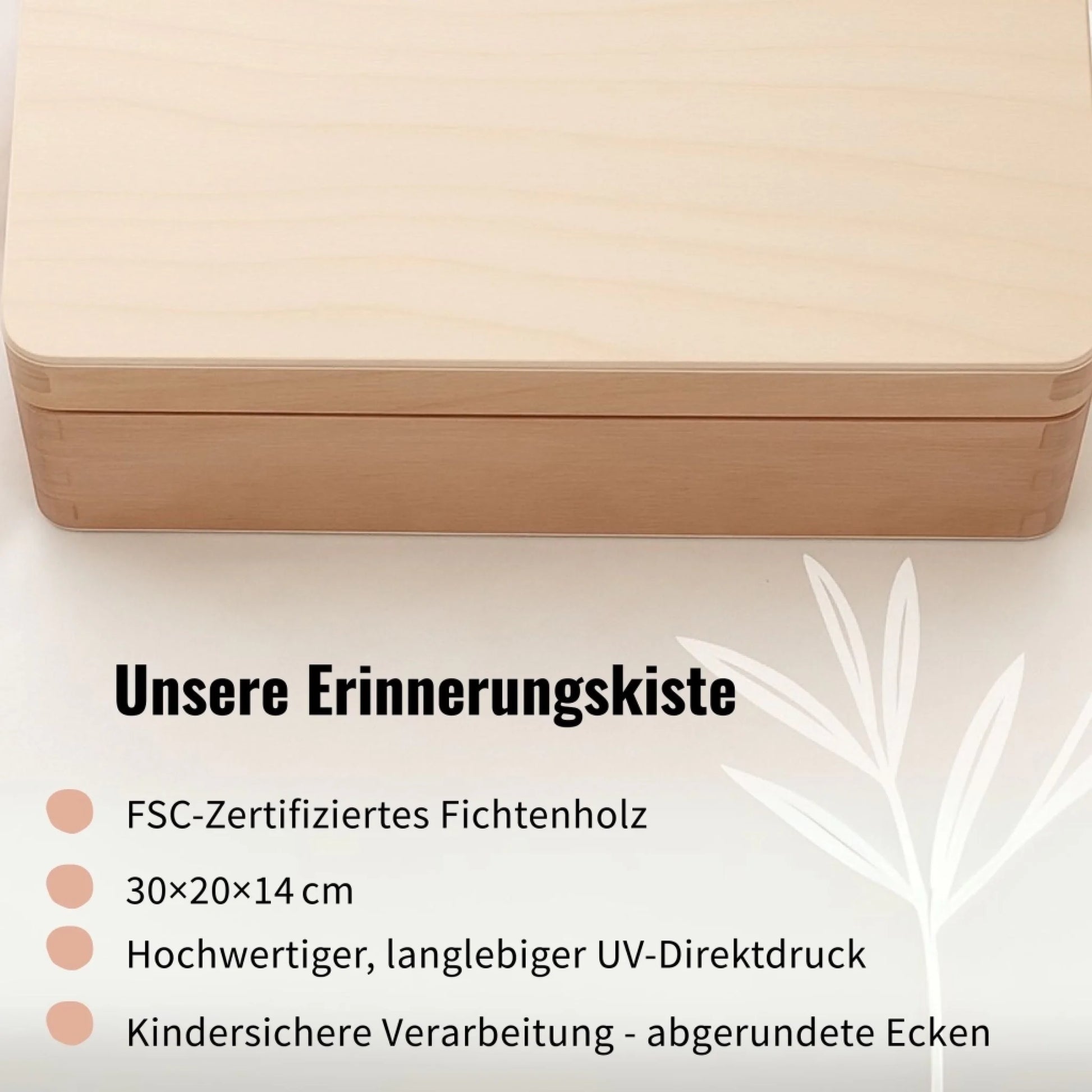 Hochwertige Holz-Erinnerungskiste für Babys – 30×20×14 cm, robust, nachhaltig und sicher verarbeitet