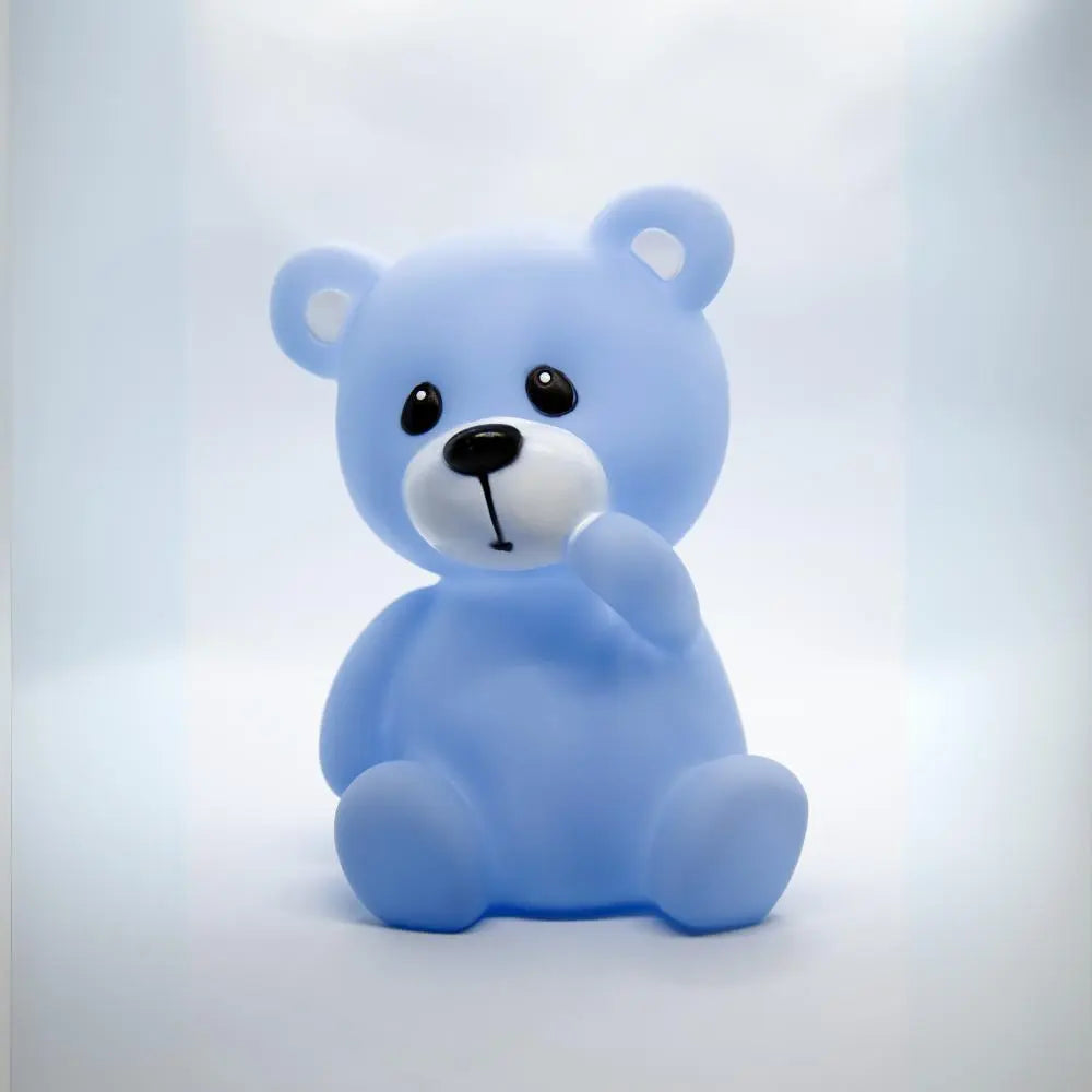 Personalisiertes Nachtlicht in Blau mit LED aus – ideal zur Geburt oder Taufe