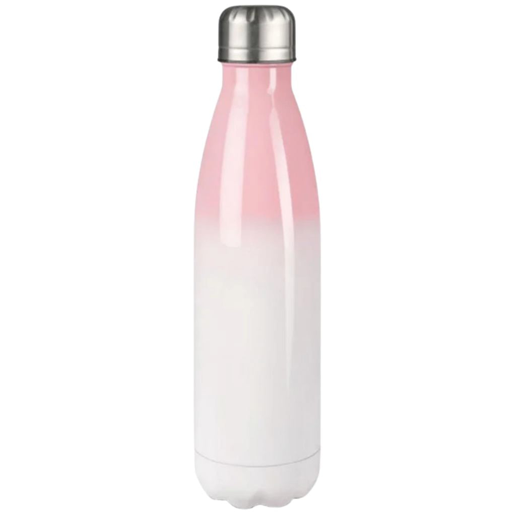 Edelstahl-Thermoflasche in Rosa-Weiß mit personalisierbarem Design für Kinder.