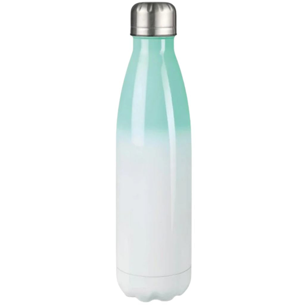 Edelstahl-Thermoflasche mit türkis-weißem Farbverlauf – personalisierbar für Kinder.