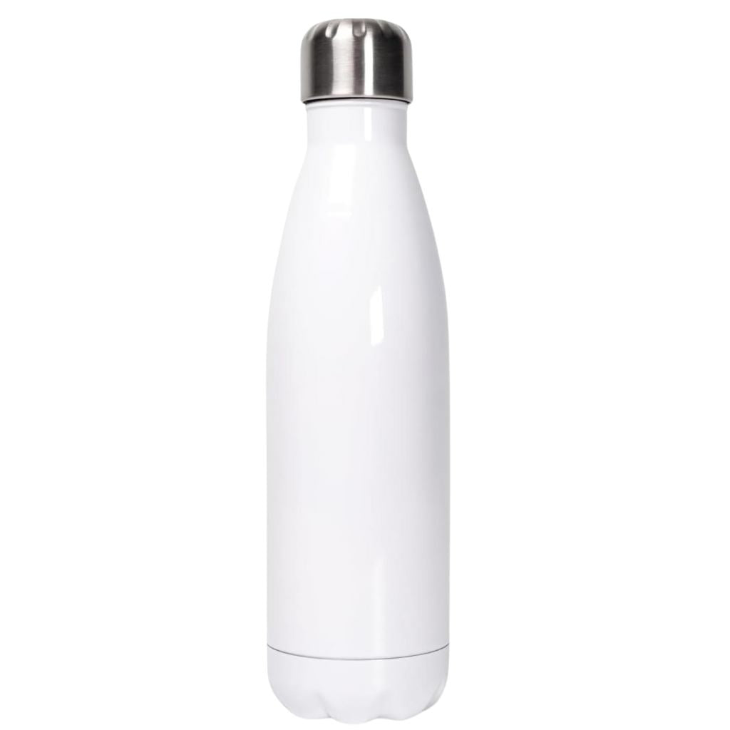 Weiße Edelstahl-Thermoflasche ohne Motiv oder Personalisierung.