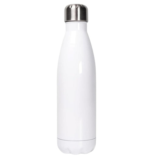 Weiße Edelstahl-Thermoflasche ohne Motiv oder Personalisierung.